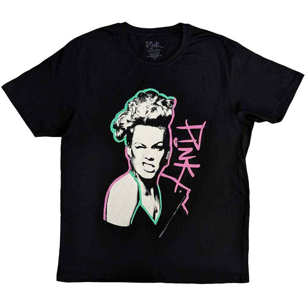 Pink - Paint Pen - T-Shirt Black