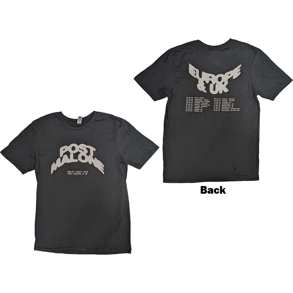 Post Malone - Curved Logo 2023 Tour Dates - T-Shirt Black