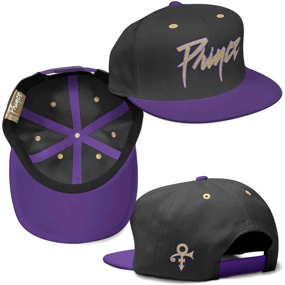 Prince - Gold Logo & Symbol - Hat Black, Purple