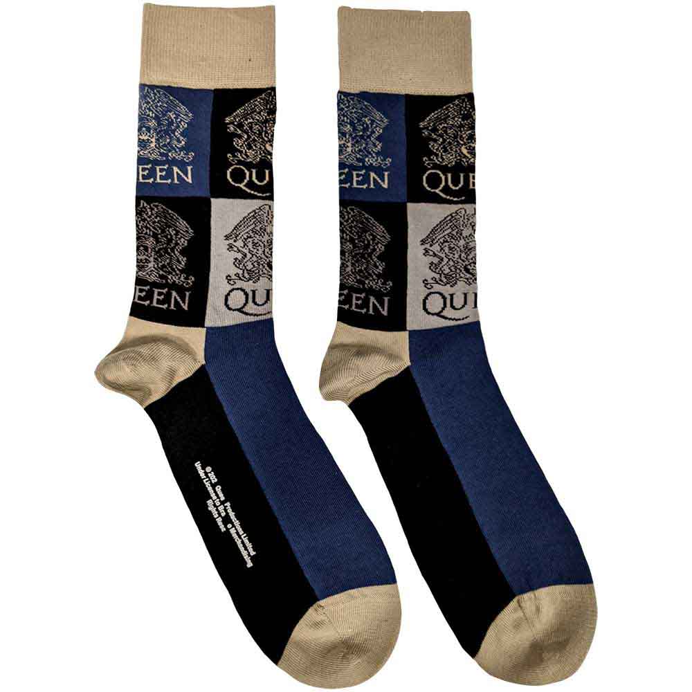 Queen - Crest Blocks - Socks Blue