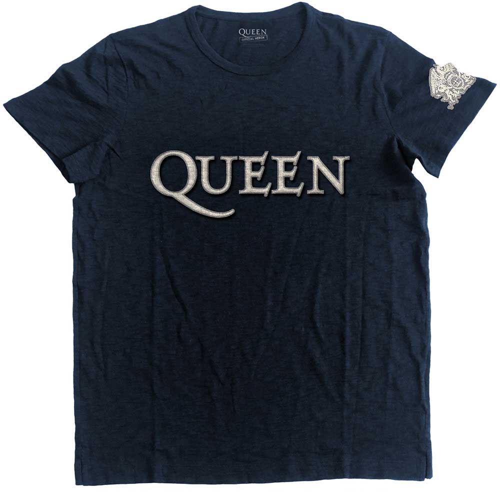 Queen - Logo & Crest - T-Shirt Blue