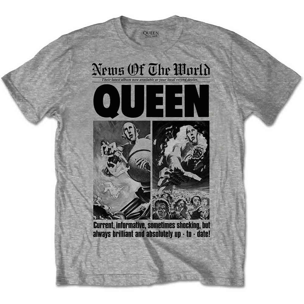 Queen - News of the World 40th Front Page - T-Shirt Grey
