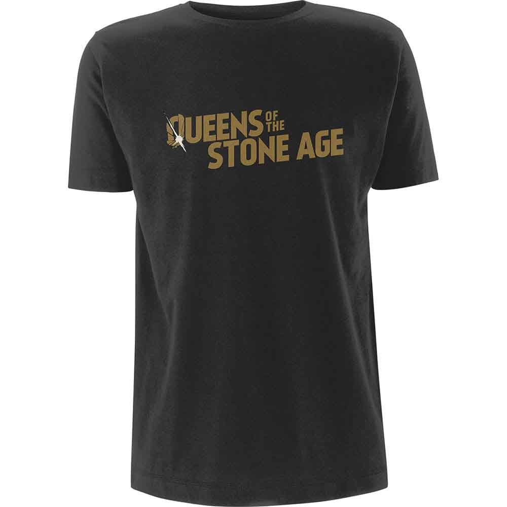 Queens Of The Stone Age - Metallic Text Logo - T-Shirt Grey