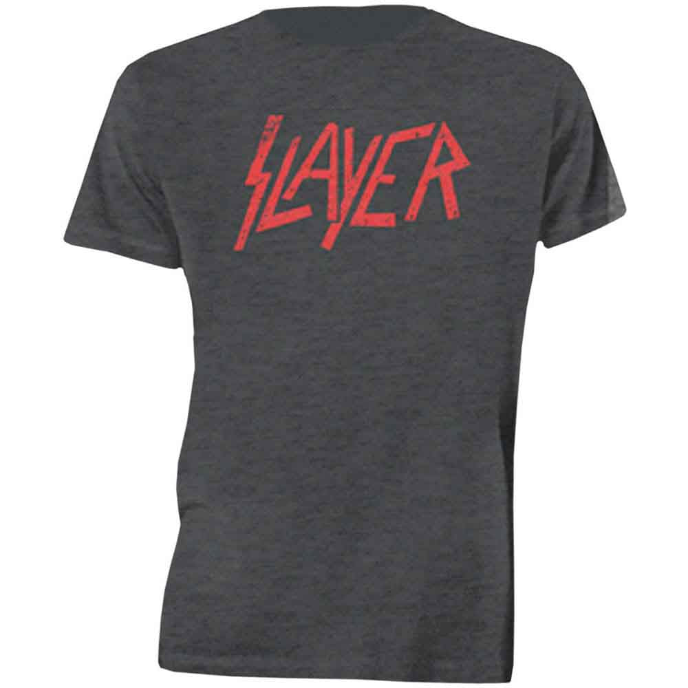 SLAYER - Distressed Logo - T-Shirt Grey