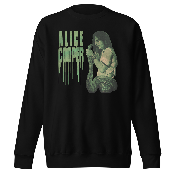 Stakes - Alice Cooper - Vintage 1986 Snake Drip Jumbo Print Sweatshirt - Black