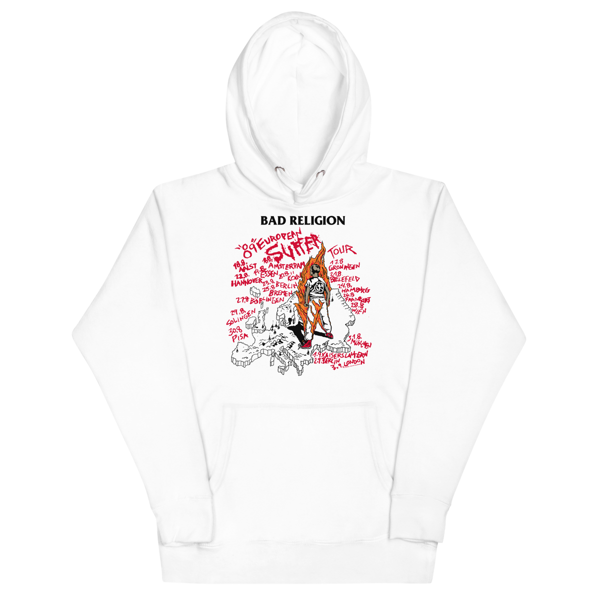 Stakes - Bad Religion 1989 European Tour Vintage Hoodie - White