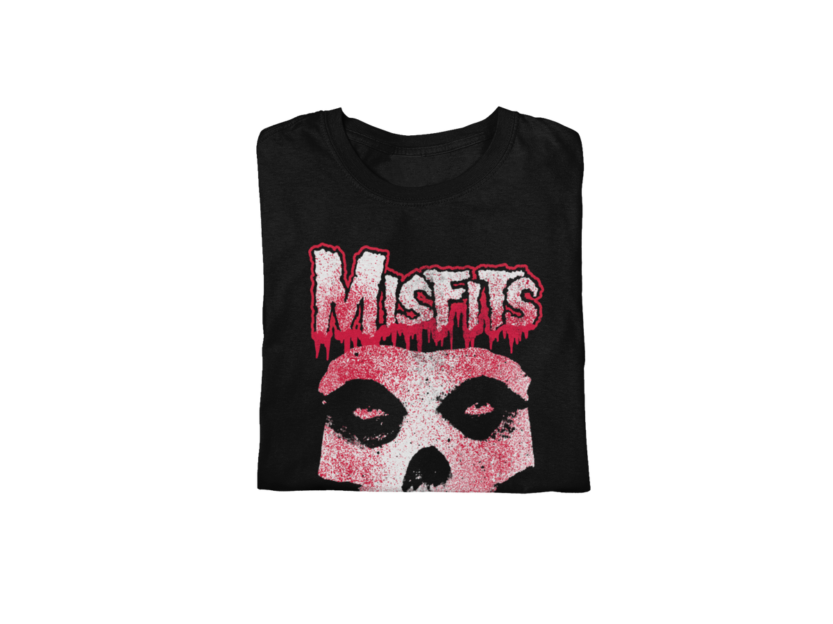 Stakes - Misfits Tagged Skull Jumbo Print T-shirt - Black