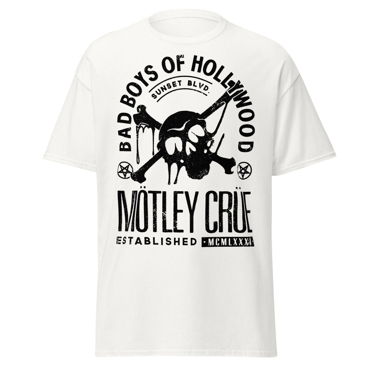 Motley Crue - Bad Boys of Hollywood Jumbo Print T - White