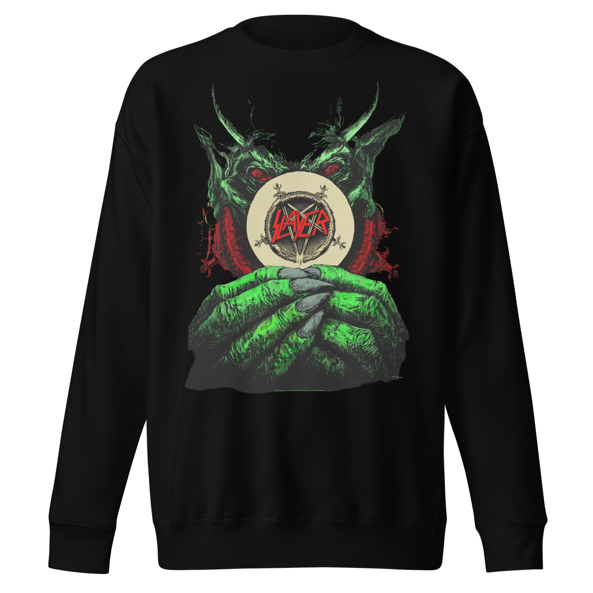 Stakes - Slayer Demon Hands Vintage Jumbo Print Sweatshirt - Black