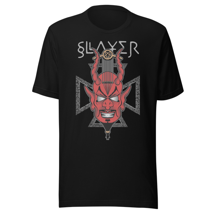 Stakes - Slayer Devil's Horns Vintage Jumbo Print T-Shirt - Black