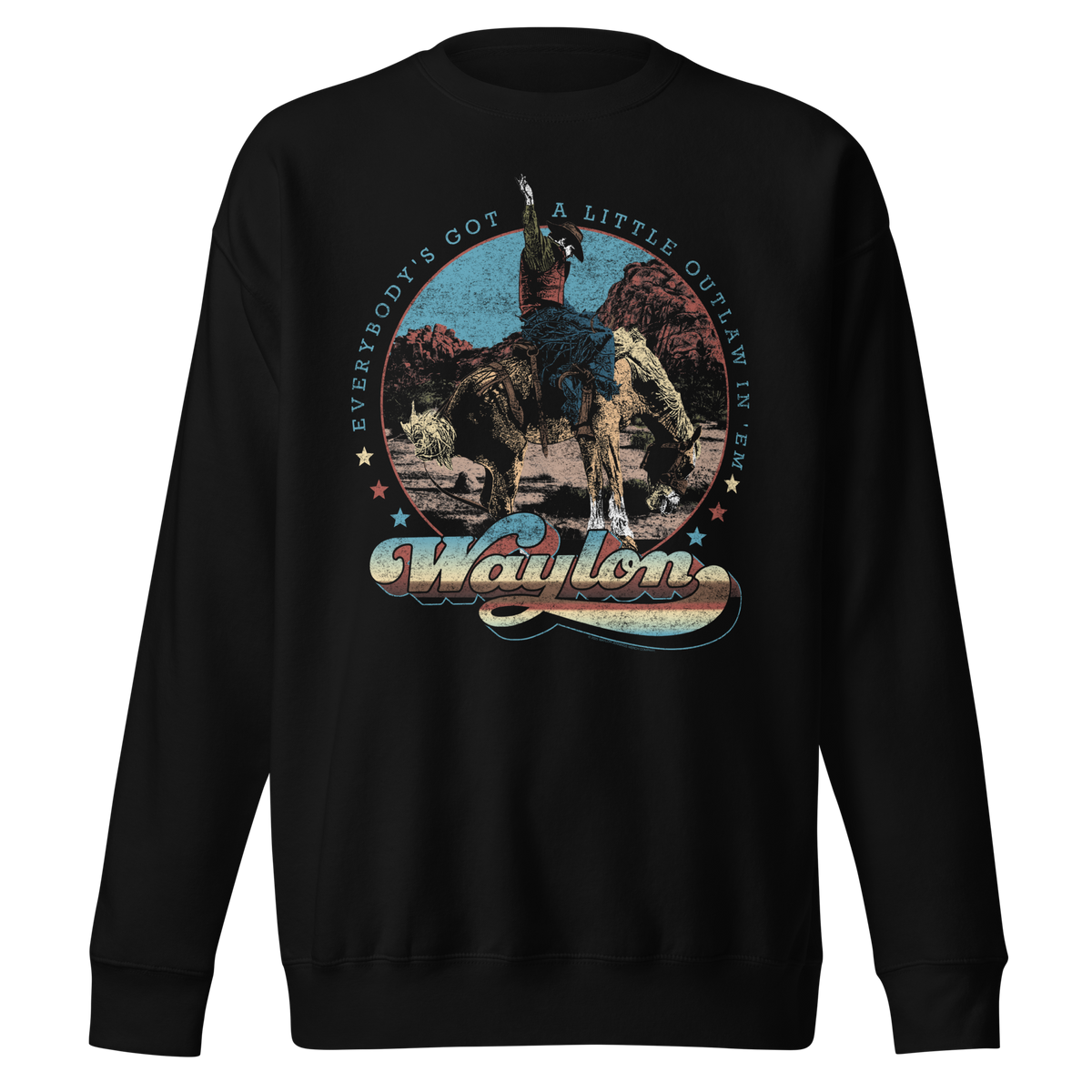 Stakes - Waylon Jennings A Little Outlaw in Em Sweatshirt - Black