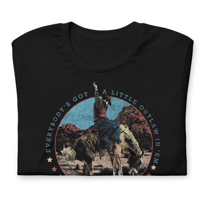 Stakes - Waylon Jennings A Little Outlaw in Em T-Shirt - Black
