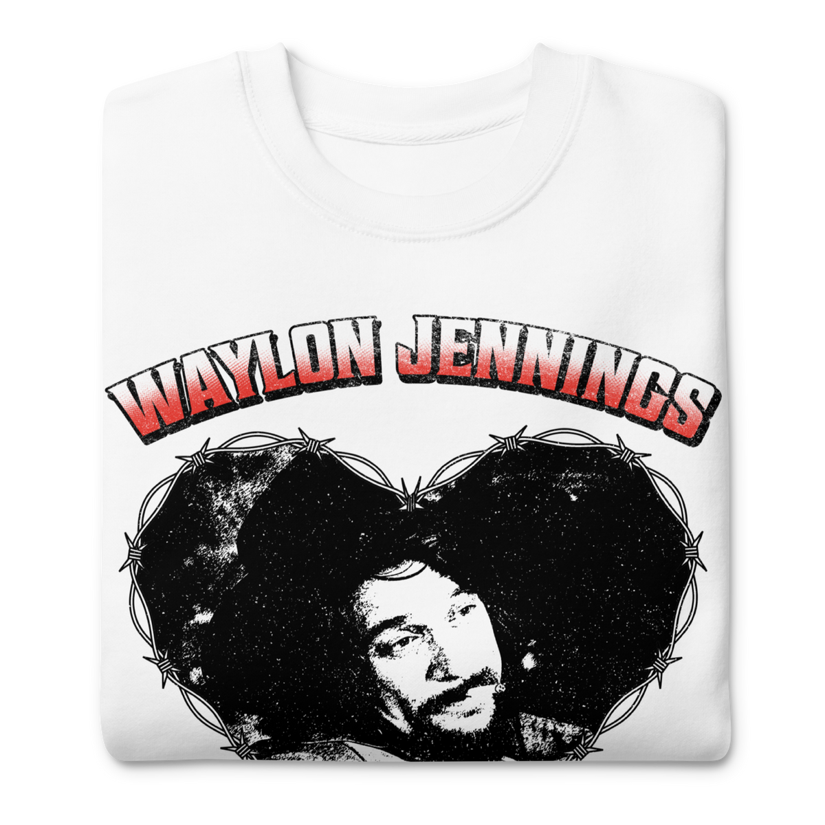 Stakes - Waylon Jennings Ladies Love Outlaws Sweatshirt - White