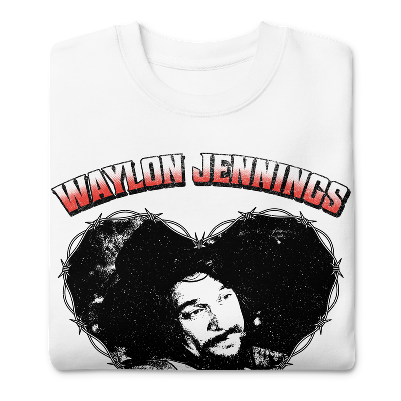 Stakes - Waylon Jennings Ladies Love Outlaws Sweatshirt - White