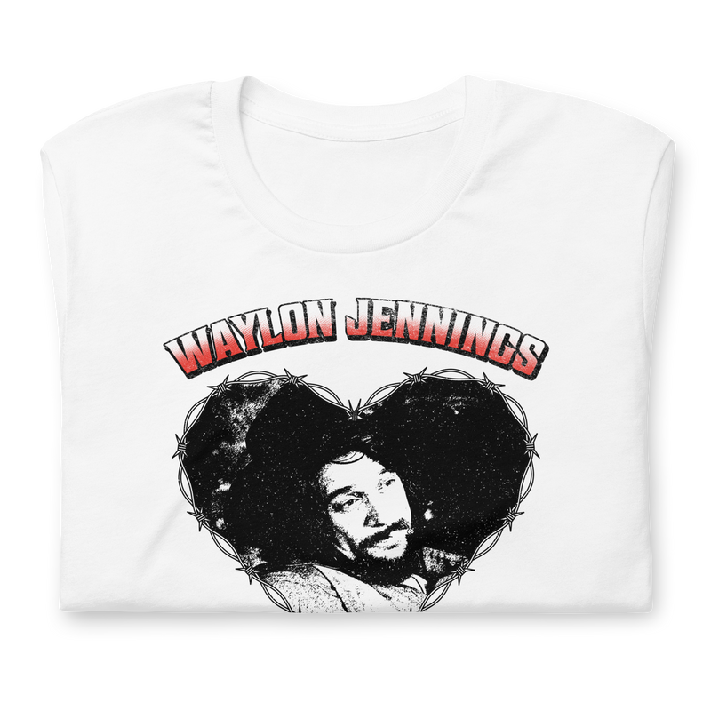 Stakes - Waylon Jennings Ladies Love Outlaws T-Shirt - White