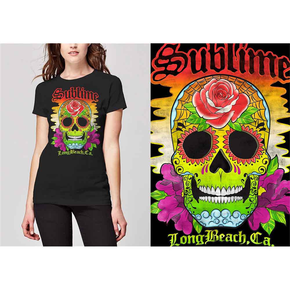 Sublime - Colour Skull - T-Shirt Black