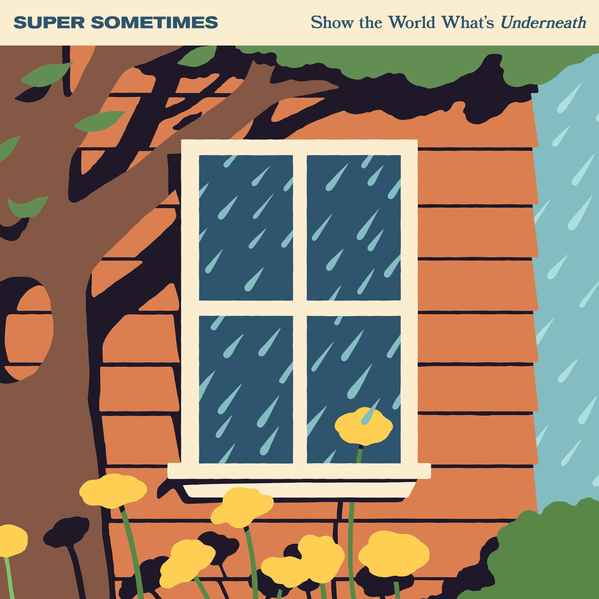 Super Sometimes - Show The World What’S Underneath (Indie Exclusive) [Half Milky Clear / Half Orange W/ White Splatter] - Vinyl