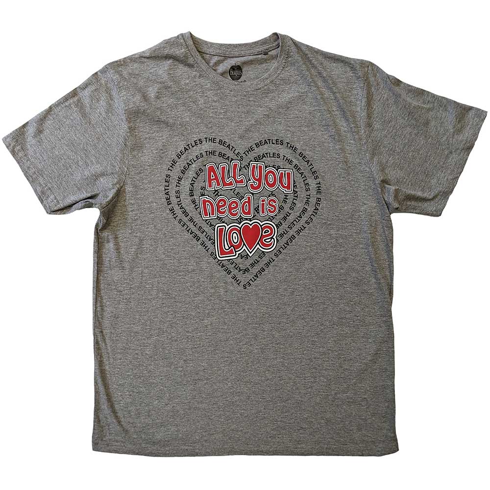 The Beatles - All You Need Is Love Heart - T-Shirt Grey