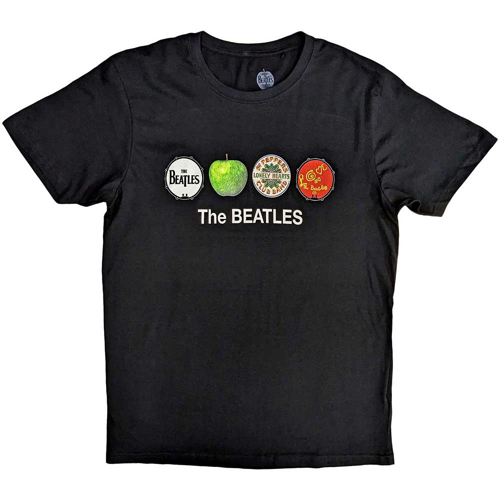 The Beatles - Apple & Drums - T-Shirt Black