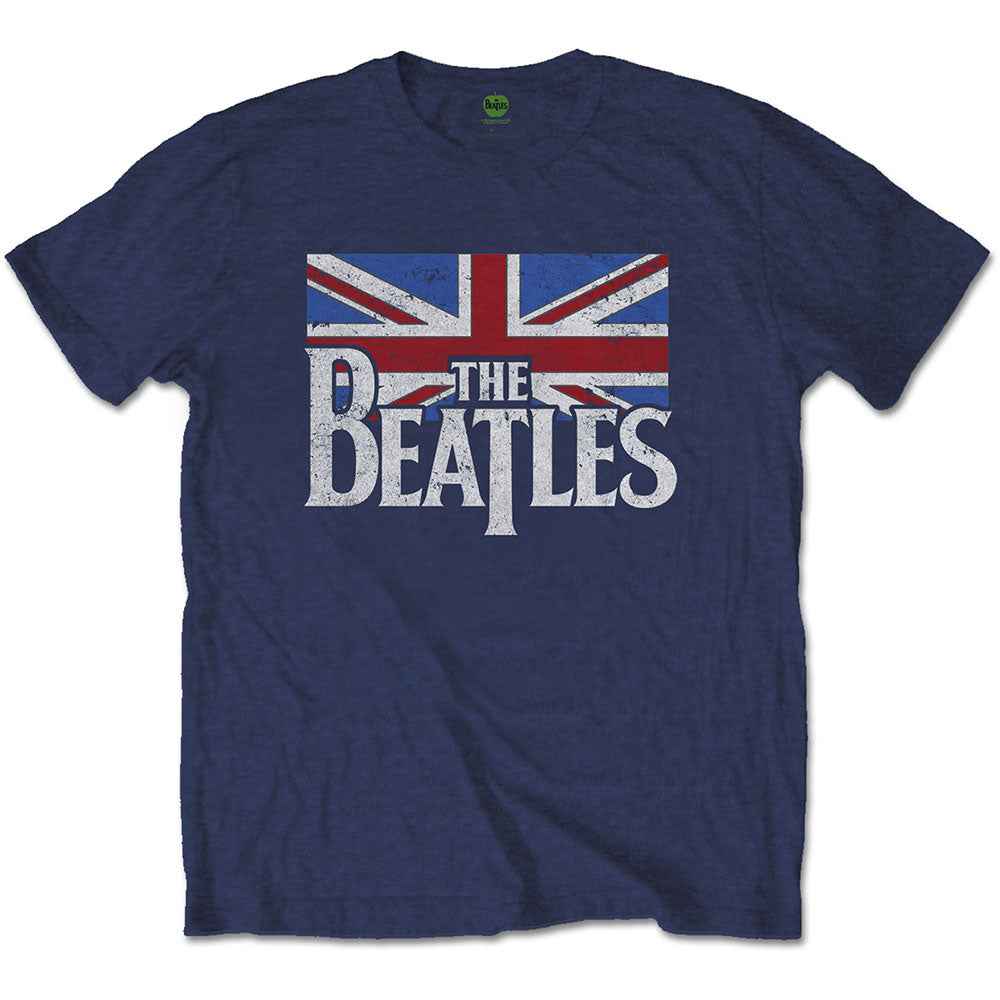 The Beatles - Drop T Logo & Vintage Flag - T-Shirt