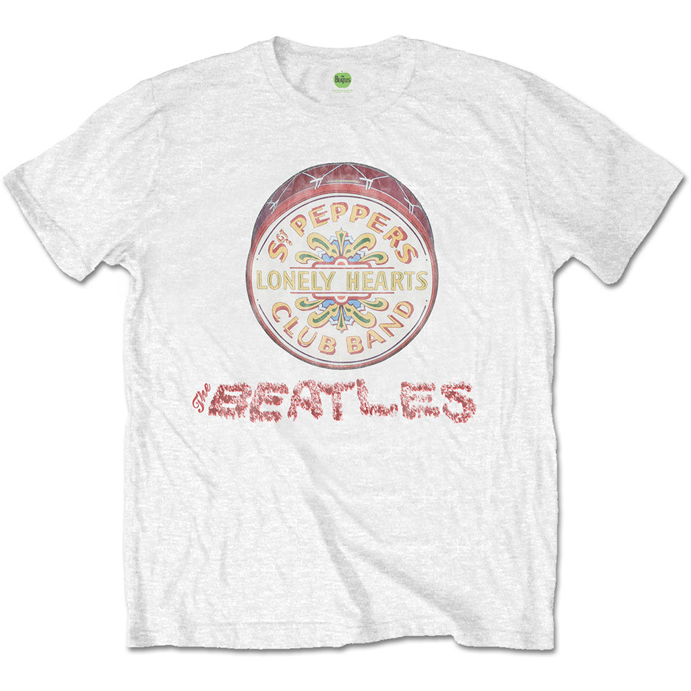 The Beatles - Flowers Logo & Drum - T-Shirt White