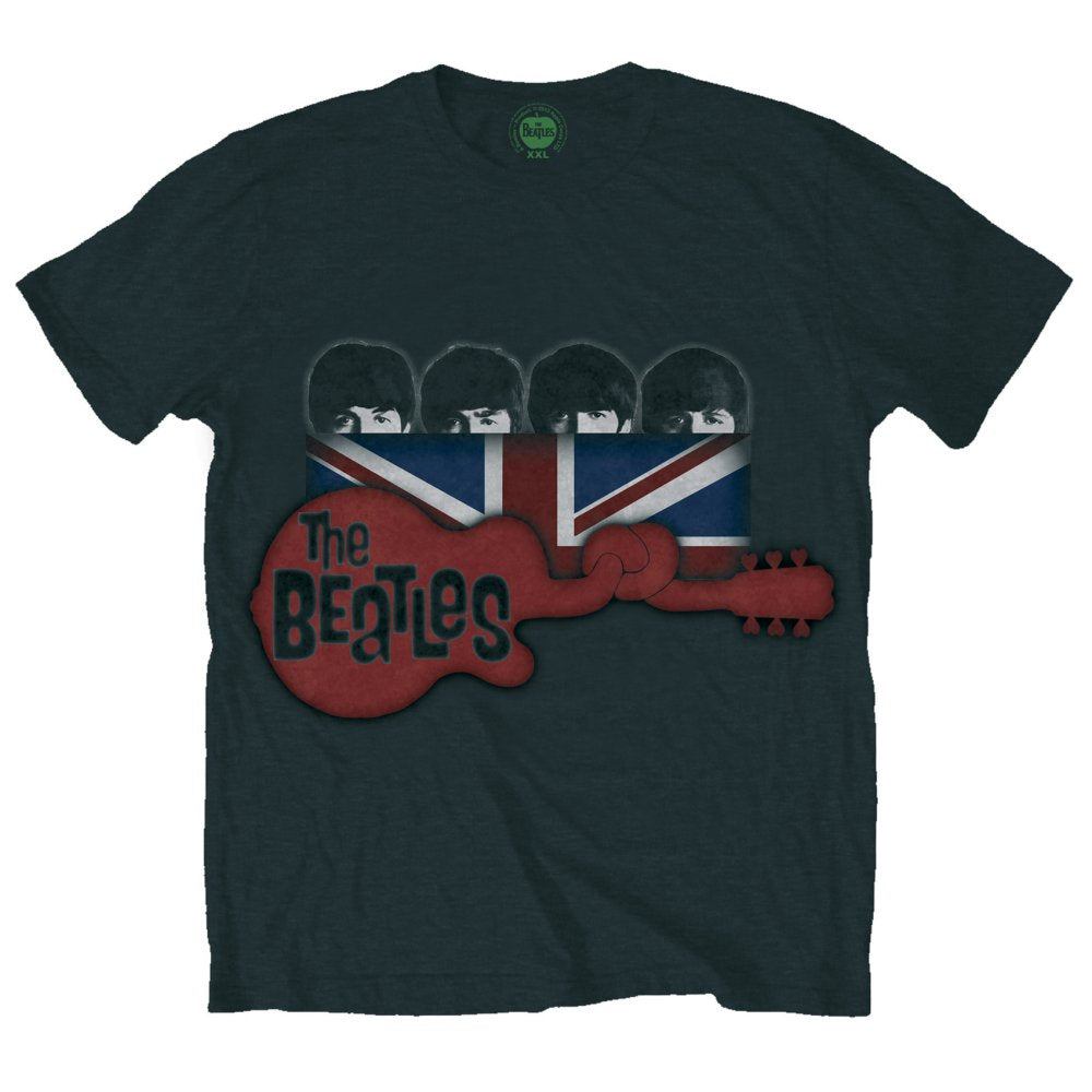 The Beatles - Guitar & Flag - T-Shirt Black