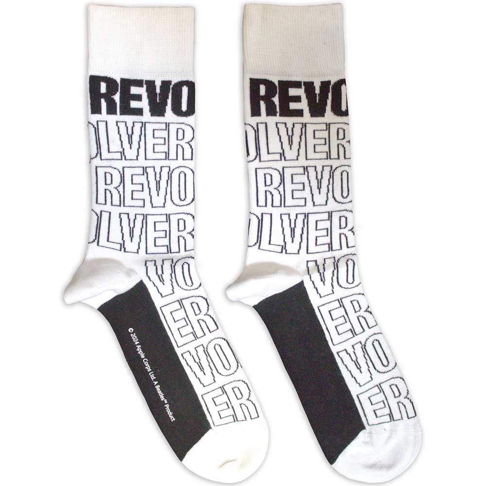 The Beatles - Revolver Text Outlines Repeat - White