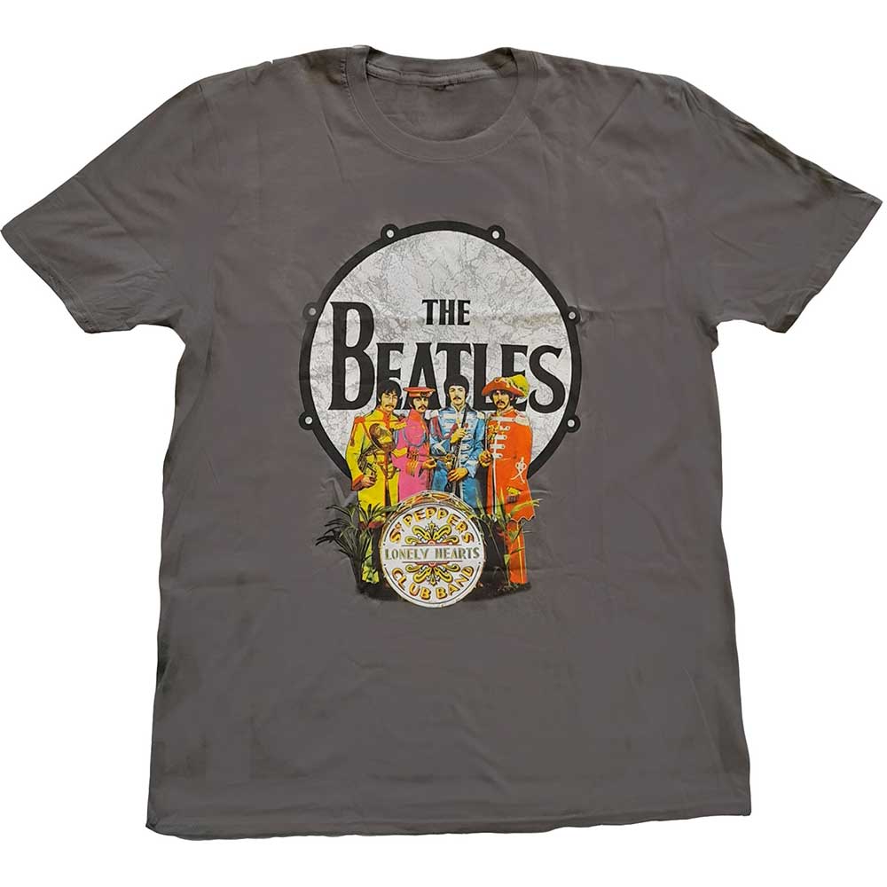 The Beatles - Sgt Pepper & Drum - T-Shirt Grey