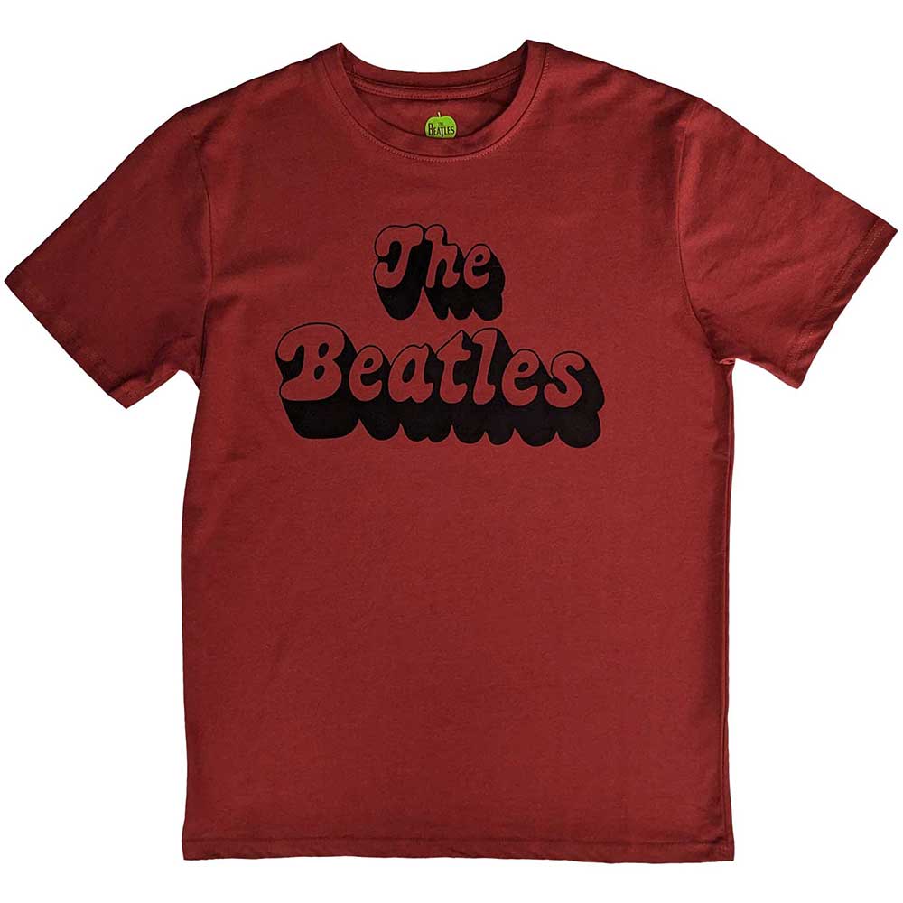 The Beatles - Text Logo Shadow - T-Shirt Red