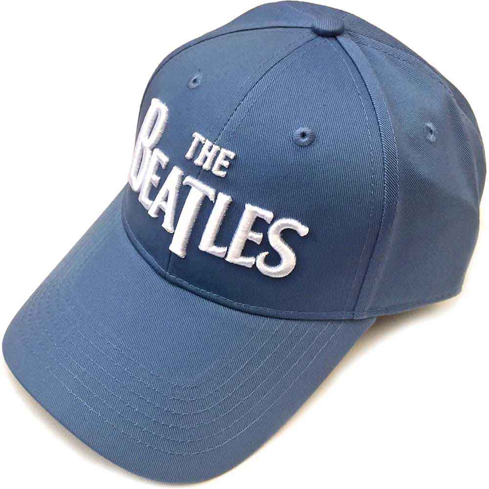 The Beatles - White Drop T Logo - Hat Blue