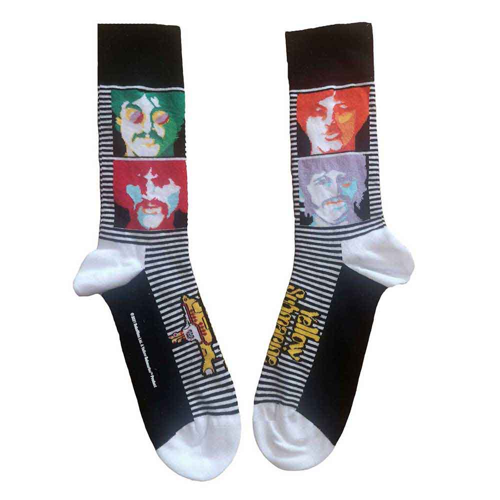 The Beatles - Yellow Submarine Sea of Science Faces Colour - Socks Black