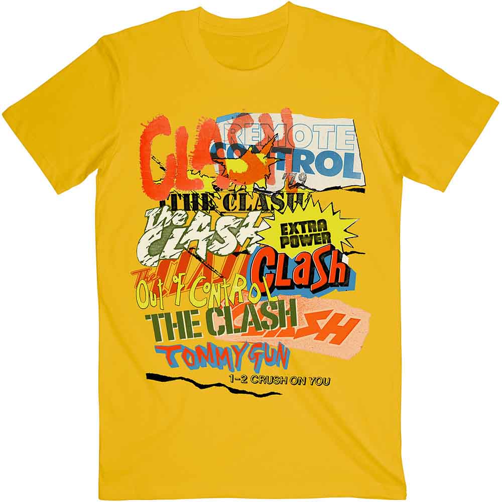 The Clash - Singles Collage Text - T-Shirt Yellow