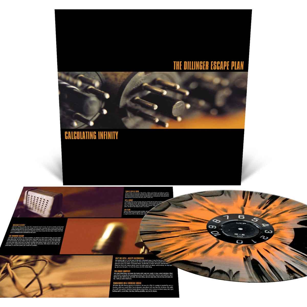 The Dillinger Escape Plan - Calculating Infinity (Halloween Orange, Metallic Silver and Black Tri Color Merge with Halloween Orange, Metallic Silver and Black Splatter) - Vinyl