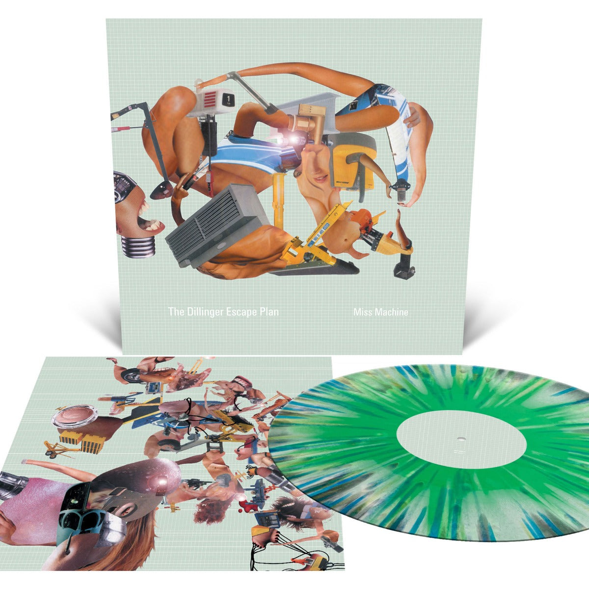 The Dillinger Escape Plan - Miss Machine (Mint Green, White and Metallic Silver Tri Color Merge with Mustard, Cyan Blue and White Splatter) - Vinyl