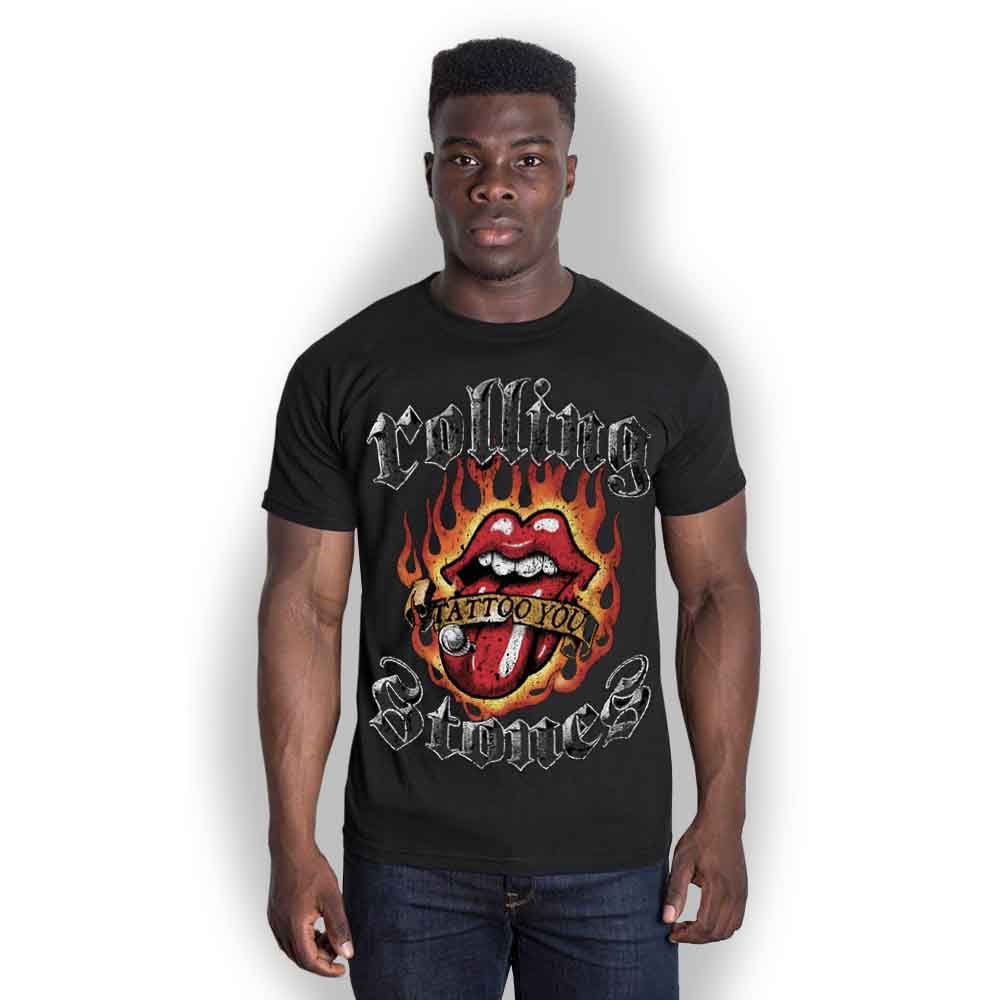 The Rolling Stones - Flaming Tattoo Tongue - T-Shirt Black