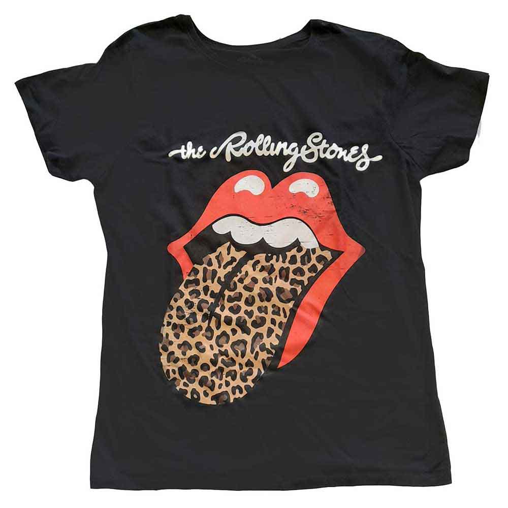 The Rolling Stones - Leopard Print Tongue - T-Shirt Black