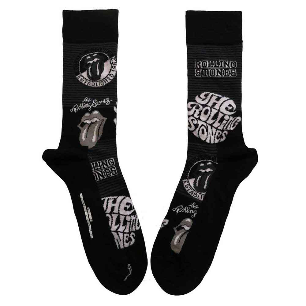 The Rolling Stones - Mono Logos - Socks Black