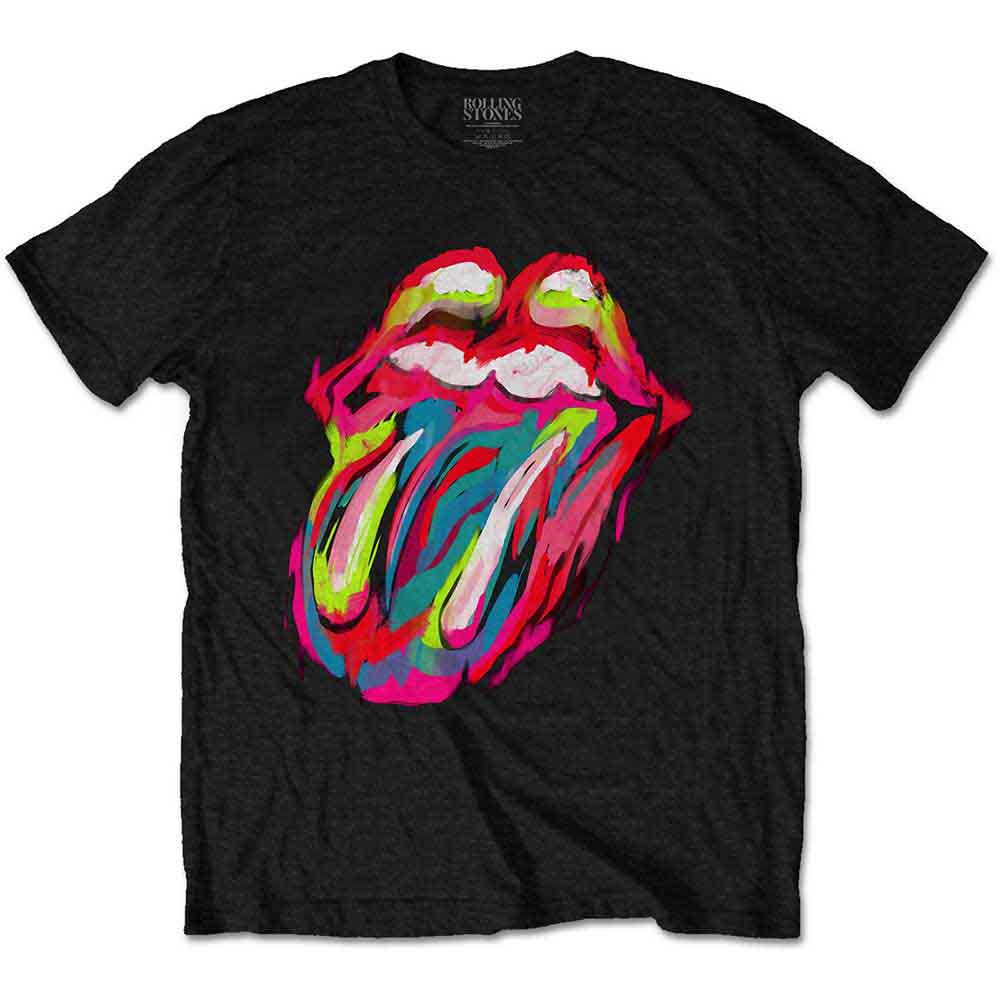 The Rolling Stones - Sixty Brushstroke Tongue - T-Shirt Black