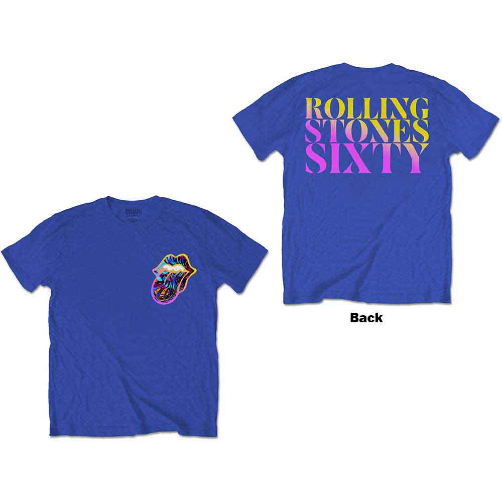 The Rolling Stones - Sixty Gradient Text - T-Shirt Blue