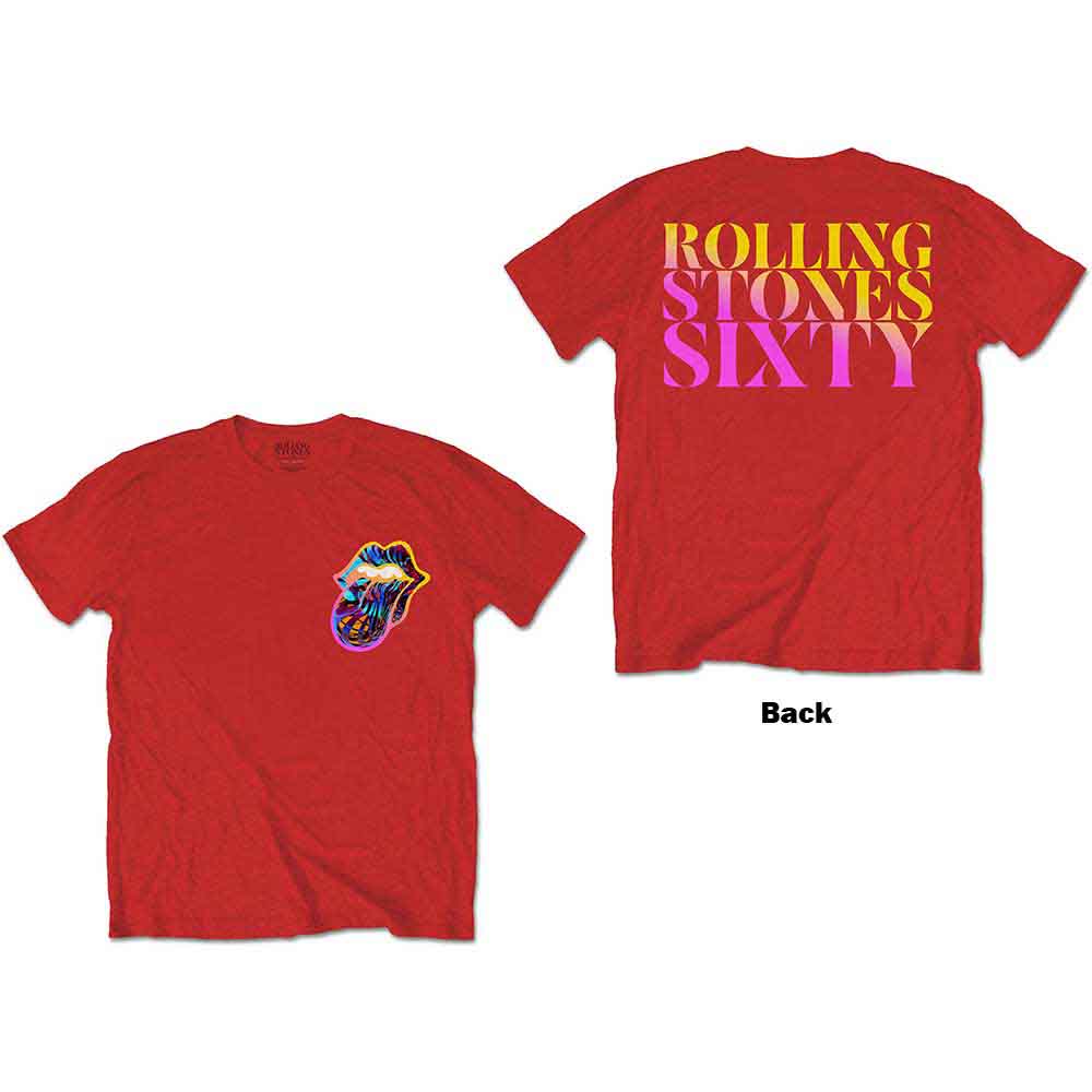 The Rolling Stones - Sixty Gradient Text - T-Shirt Red