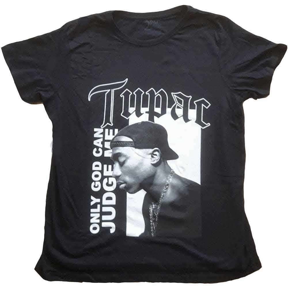 Tupac - Only God Text - T-Shirt Black