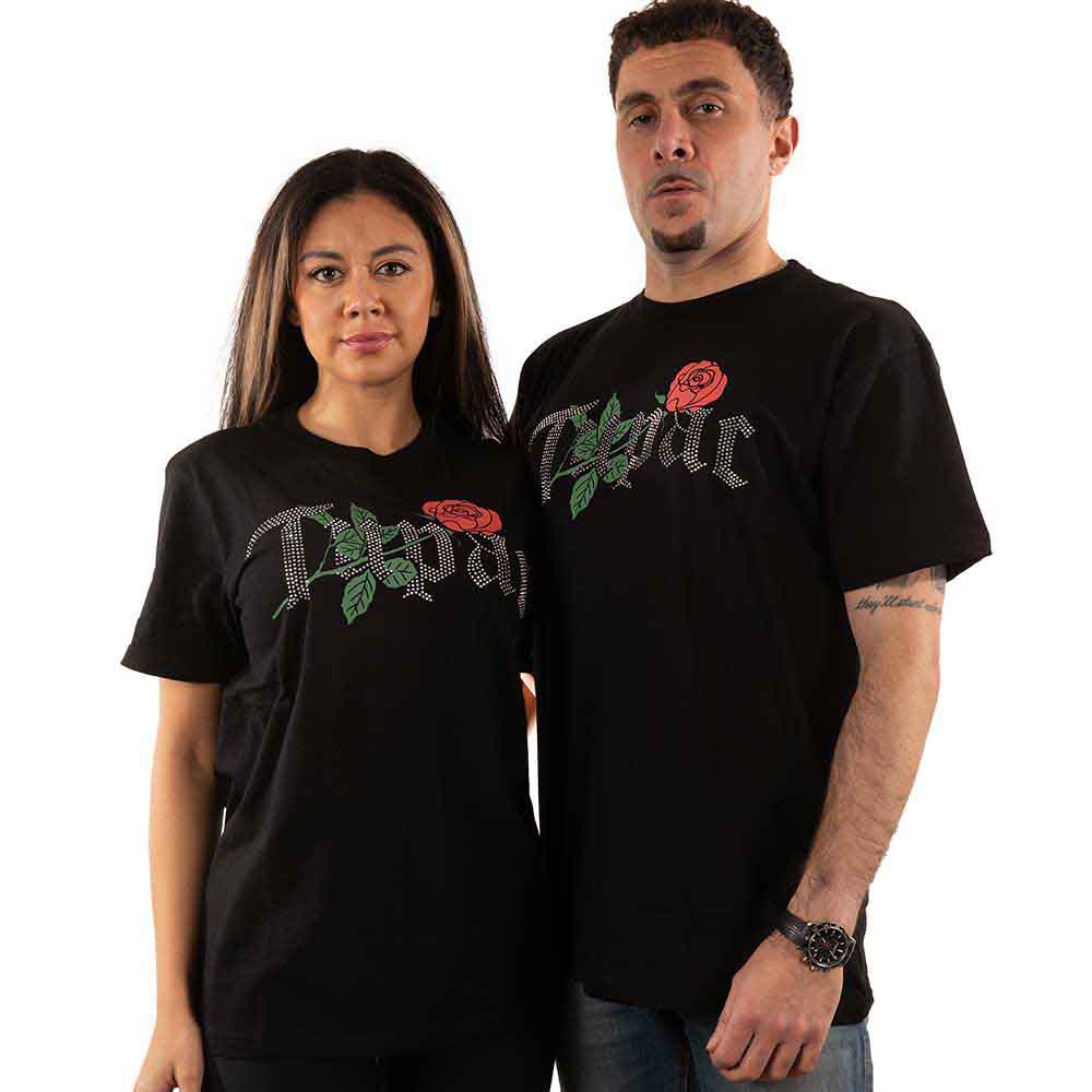 Tupac - Rose Logo - T-Shirt Black