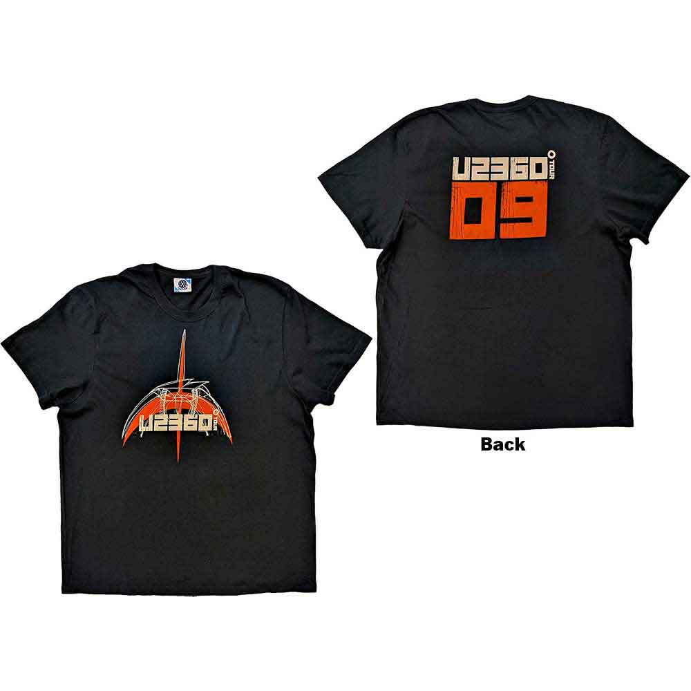 U2 - 360 Degree Tour 2009 Orange Logo - T-Shirt Black